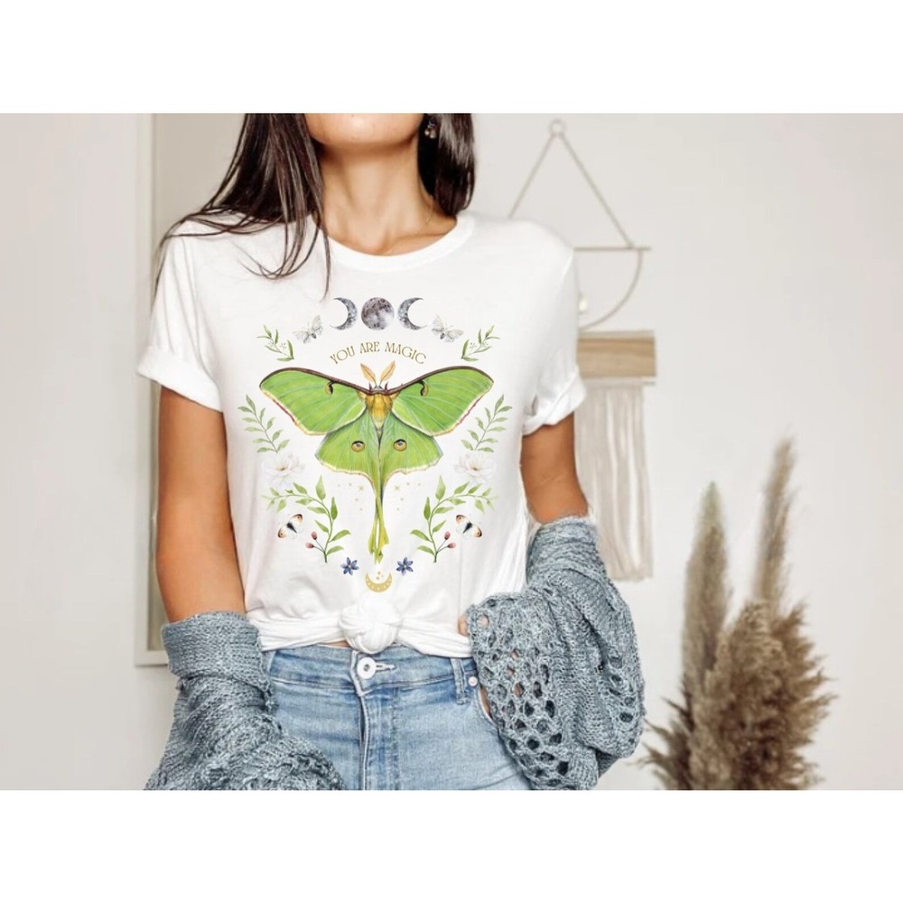 Mystical GREEN LUNA MOTH T-shirt White
